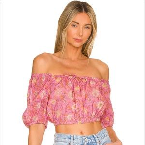 BNWT Spell x revolve Utopia Cropped Blouse in Flamingo revolve XS